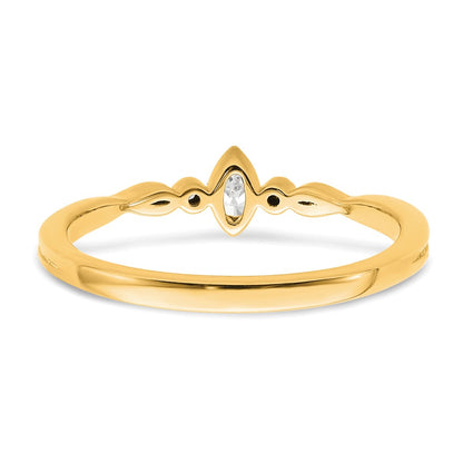 14K Yellow Gold Beaded Edge Petite 3-Stone 1/15 carat Marquise Diamond Complete Promise/Engagement Ring