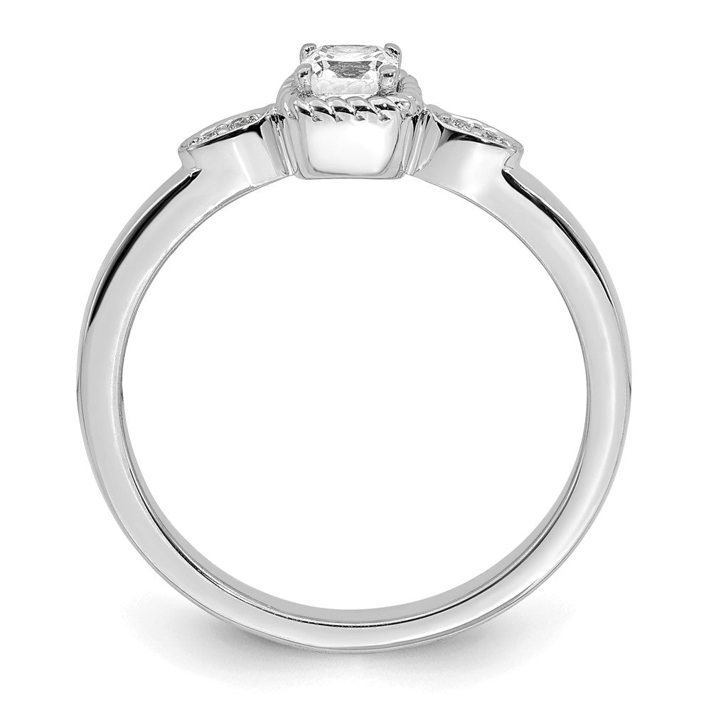 14K White Gold Rope Edge Petite 1/4 Carat Cushion Cut Diamond Complete Promise/Engagement Ring