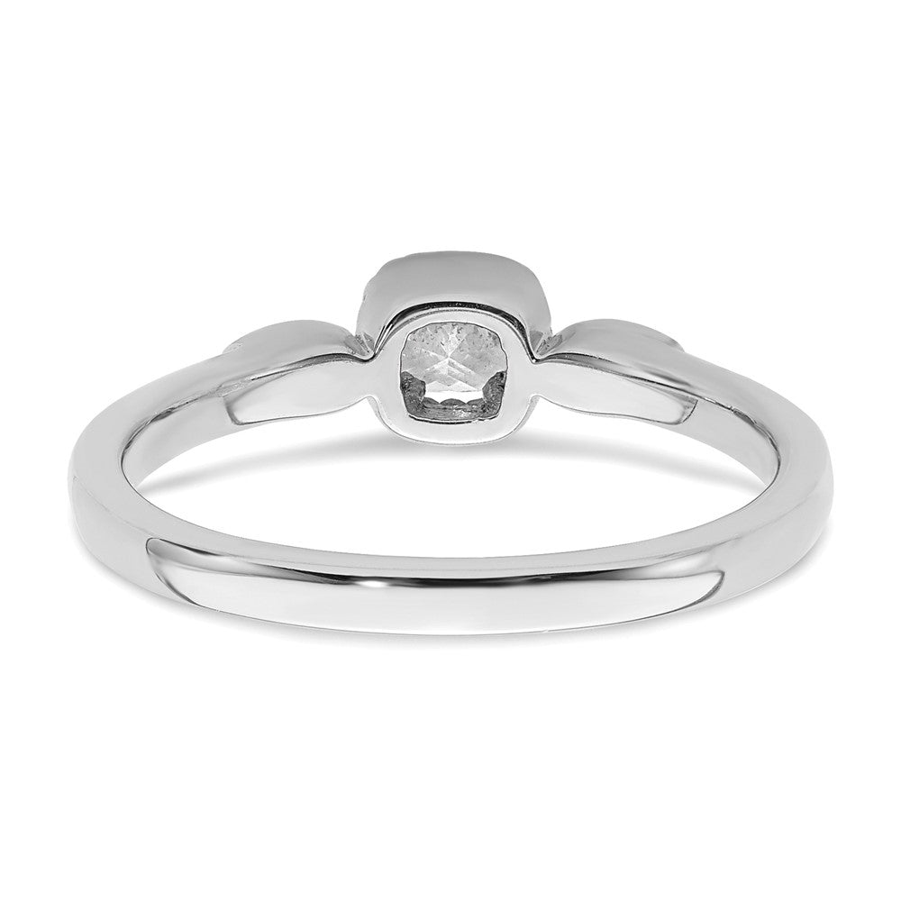 14K White Gold Rope Edge Petite 1/4 Carat Cushion Cut Diamond Complete Promise/Engagement Ring