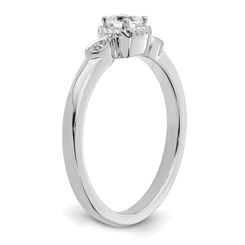 14K White Gold Rope Edge Petite 1/4 Carat Cushion Cut Diamond Complete Promise/Engagement Ring