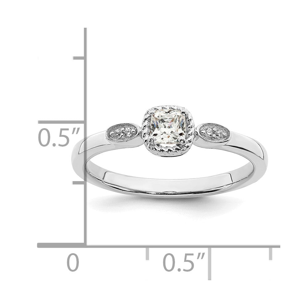 14K White Gold Rope Edge Petite 1/4 Carat Cushion Cut Diamond Complete Promise/Engagement Ring