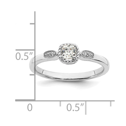14K White Gold Rope Edge Petite 1/4 Carat Cushion Cut Diamond Complete Promise/Engagement Ring