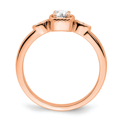 14K Rose Gold Rope Edge Petite 1/4 Carat Round Diamond Complete Promise/Engagement Ring