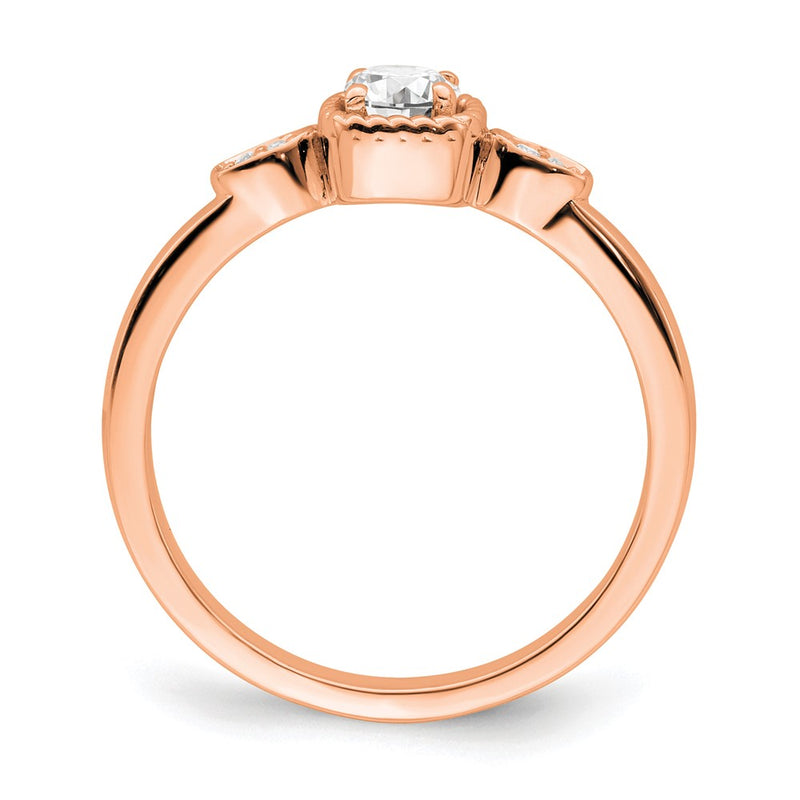14K Rose Gold Rope Edge Petite 1/4 Carat Round Diamond Complete Promise/Engagement Ring