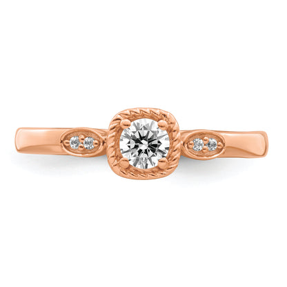 14K Rose Gold Rope Edge Petite 1/4 Carat Round Diamond Complete Promise/Engagement Ring