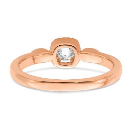 14K Rose Gold Rope Edge Petite 1/4 Carat Round Diamond Complete Promise/Engagement Ring