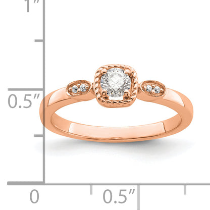 14K Rose Gold Rope Edge Petite 1/4 Carat Round Diamond Complete Promise/Engagement Ring