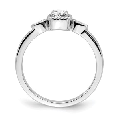 14K White Gold Rope Edge Petite 1/4 carat Round Diamond Complete Promise/Engagement Ring