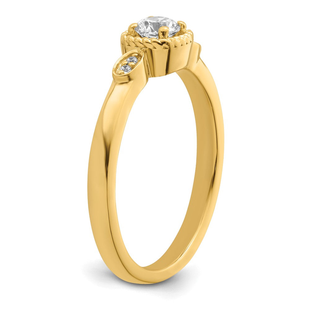14K Yellow Gold Rope Edge Petite 1/4 carat Round Diamond Complete Promise/Engagement Ring