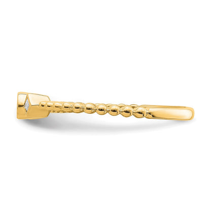 14K Yellow Gold Scalloped Wedding Band Ring Petite 3-Stone 1/15 carat Round Diamond Complete Promise/Engagement Ring