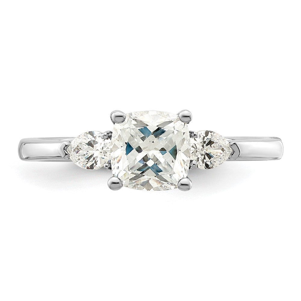14K White Gold 3 Stone Pear/Cushion Semi Mount Including 2 Pear Side Stones Dia Ring