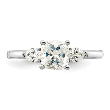 14K White Gold 3 Stone Pear/Cushion Semi Mount Including 2 Pear Side Stones Dia Ring