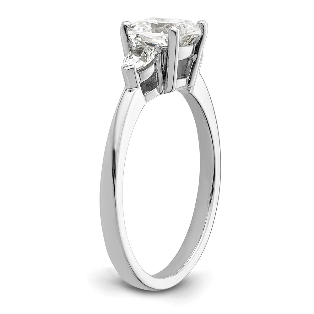 14K White Gold 3 Stone Pear/Cushion Semi Mount Including 2 Pear Side Stones Dia Ring