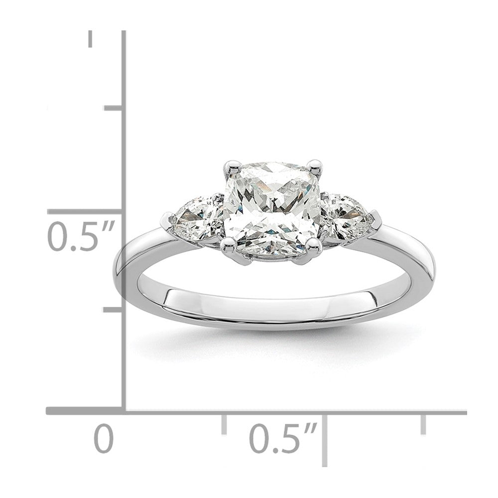 14K White Gold 3 Stone Pear/Cushion Semi Mount Including 2 Pear Side Stones Dia Ring