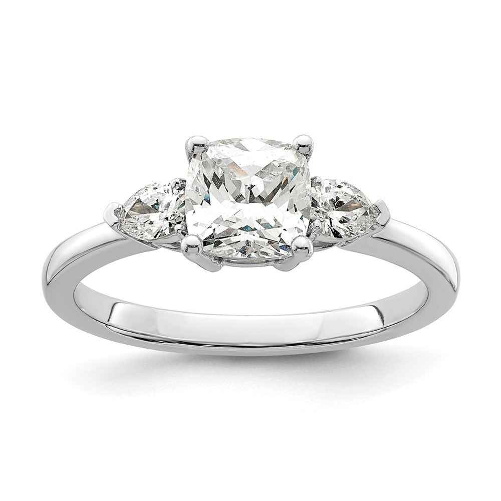 14K White Gold 3 Stone Pear/Cushion Semi Mount Including 2 Pear Side Stones Dia Ring