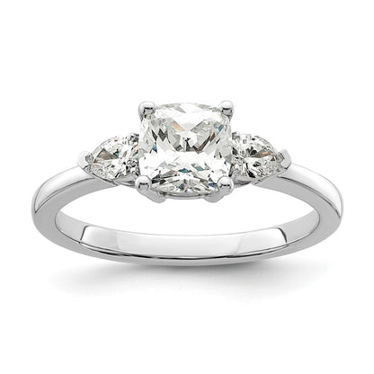 14K White Gold 3 Stone Pear/Cushion Semi Mount Including 2 Pear Side Stones Dia Ring