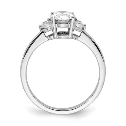 14K White Gold 3 Stone Half Moon/Oval Semi Mount Including 2 Moon Side Stones Dia Ring