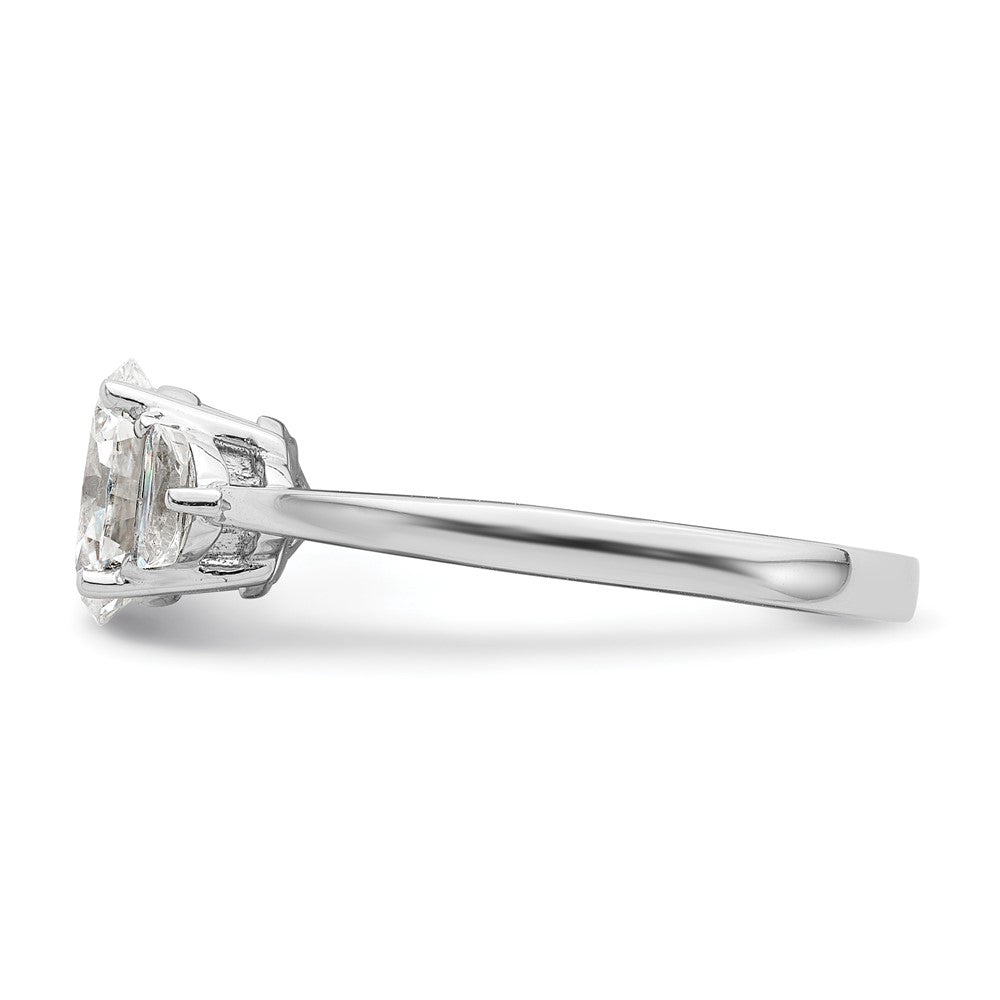 14K White Gold 3 Stone Half Moon/Oval Semi Mount Including 2 Moon Side Stones Dia Ring