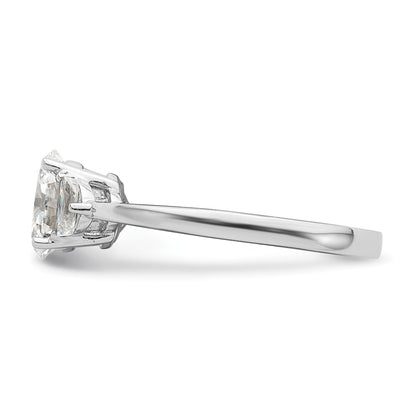 14K White Gold 3 Stone Half Moon/Oval Semi Mount Including 2 Moon Side Stones Dia Ring
