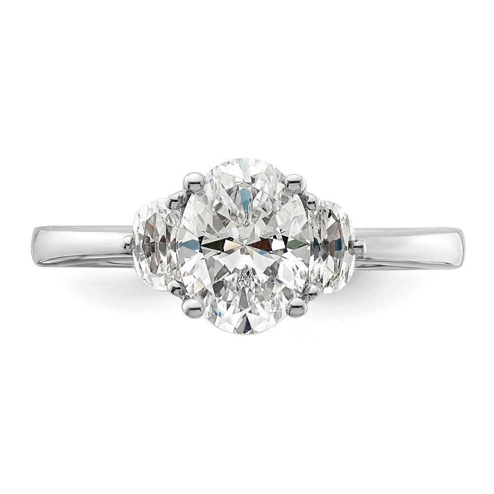 14K White Gold 3 Stone Half Moon/Oval Semi Mount Including 2 Moon Side Stones Dia Ring