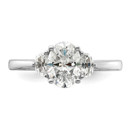 14K White Gold 3 Stone Half Moon/Oval Semi Mount Including 2 Moon Side Stones Dia Ring