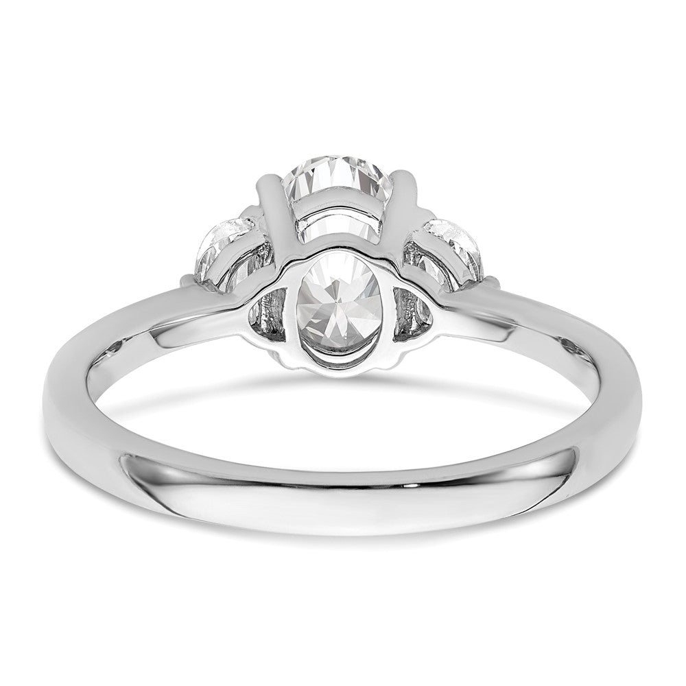 14K White Gold 3 Stone Half Moon/Oval Semi Mount Including 2 Moon Side Stones Dia Ring