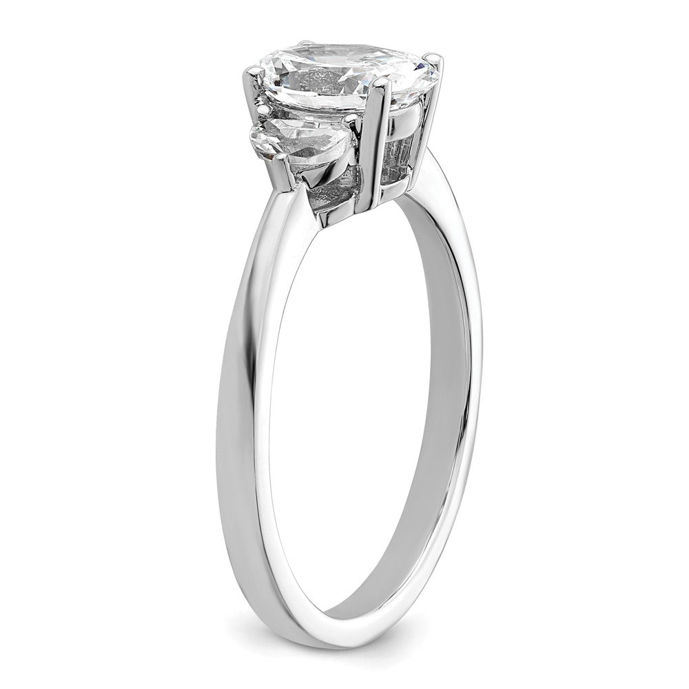 14K White Gold 3 Stone Half Moon/Oval Semi Mount Including 2 Moon Side Stones Dia Ring