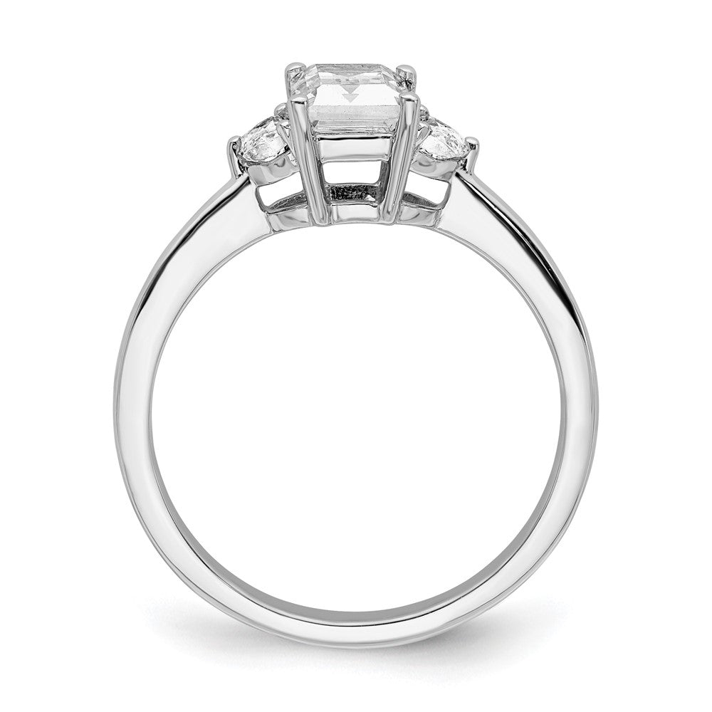 14K White Gold 3 Stone Half Moon/Emerald Semi Mount Including 2 Moon Side Stones Dia Ring