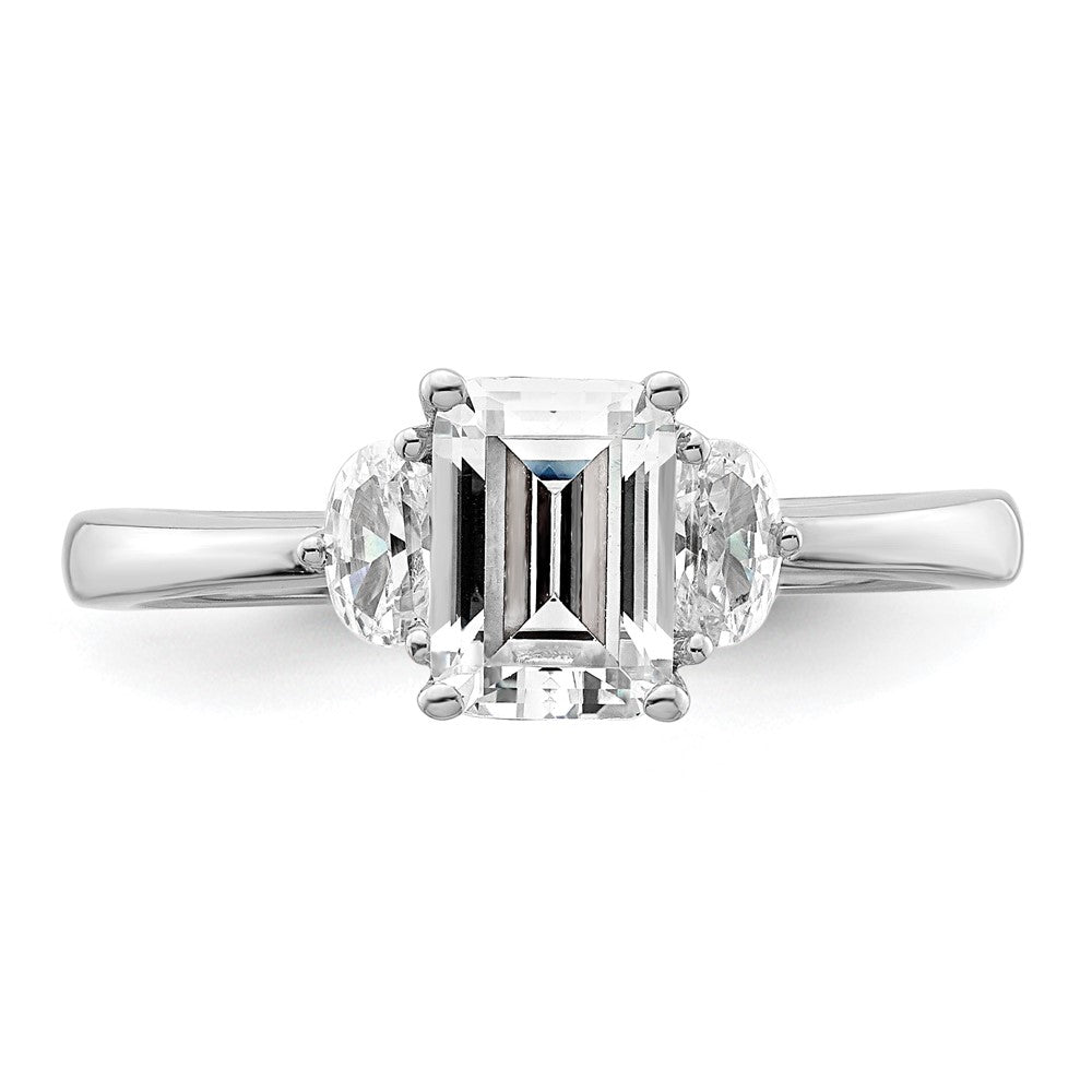 14K White Gold 3 Stone Half Moon/Emerald Semi Mount Including 2 Moon Side Stones Dia Ring