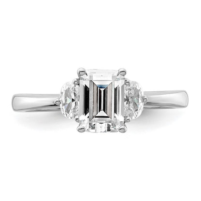 14K White Gold 3 Stone Half Moon/Emerald Semi Mount Including 2 Moon Side Stones Dia Ring