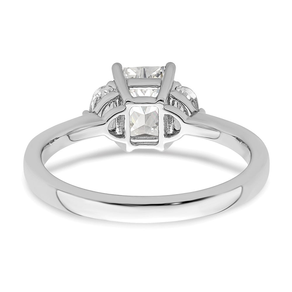 14K White Gold 3 Stone Half Moon/Emerald Semi Mount Including 2 Moon Side Stones Dia Ring