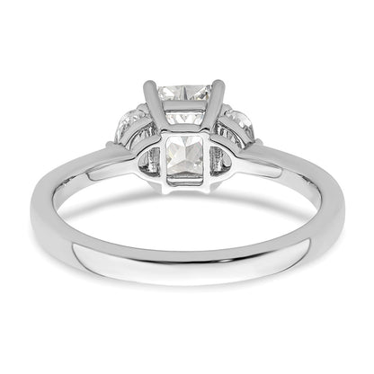 14K White Gold 3 Stone Half Moon/Emerald Semi Mount Including 2 Moon Side Stones Dia Ring