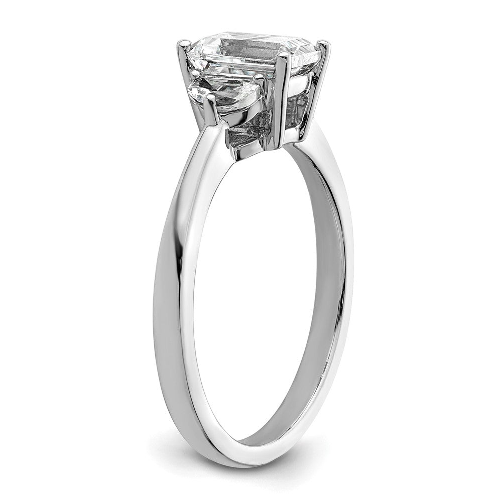 14K White Gold 3 Stone Half Moon/Emerald Semi Mount Including 2 Moon Side Stones Dia Ring