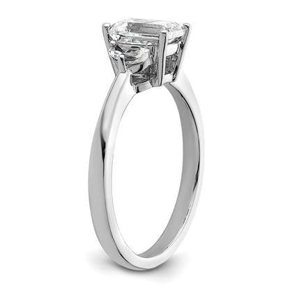 14K White Gold 3 Stone Half Moon/Emerald Semi Mount Including 2 Moon Side Stones Dia Ring