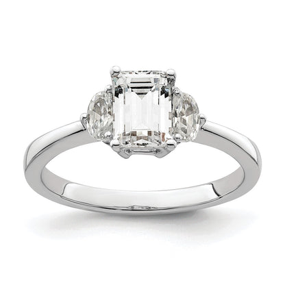 14K White Gold 3 Stone Half Moon/Emerald Semi Mount Including 2 Moon Side Stones Dia Ring