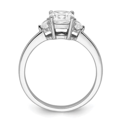 14K White Gold 3 Stone Half Moon/Cushion Semi Mount Including 2 Moon Side Stones Dia Ring