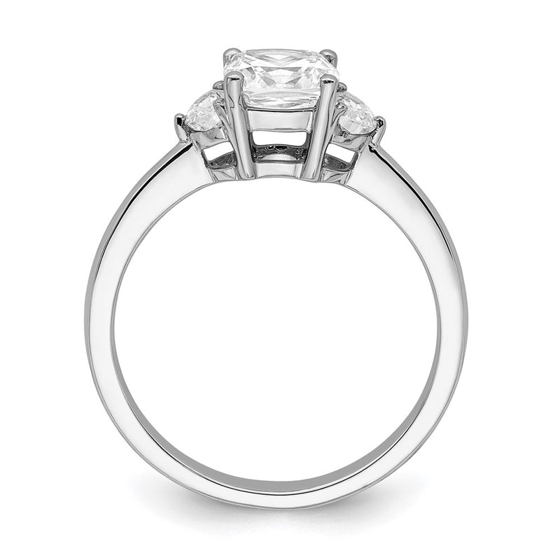 14K White Gold 3 Stone Half Moon/Cushion Semi Mount Including 2 Moon Side Stones Dia Ring