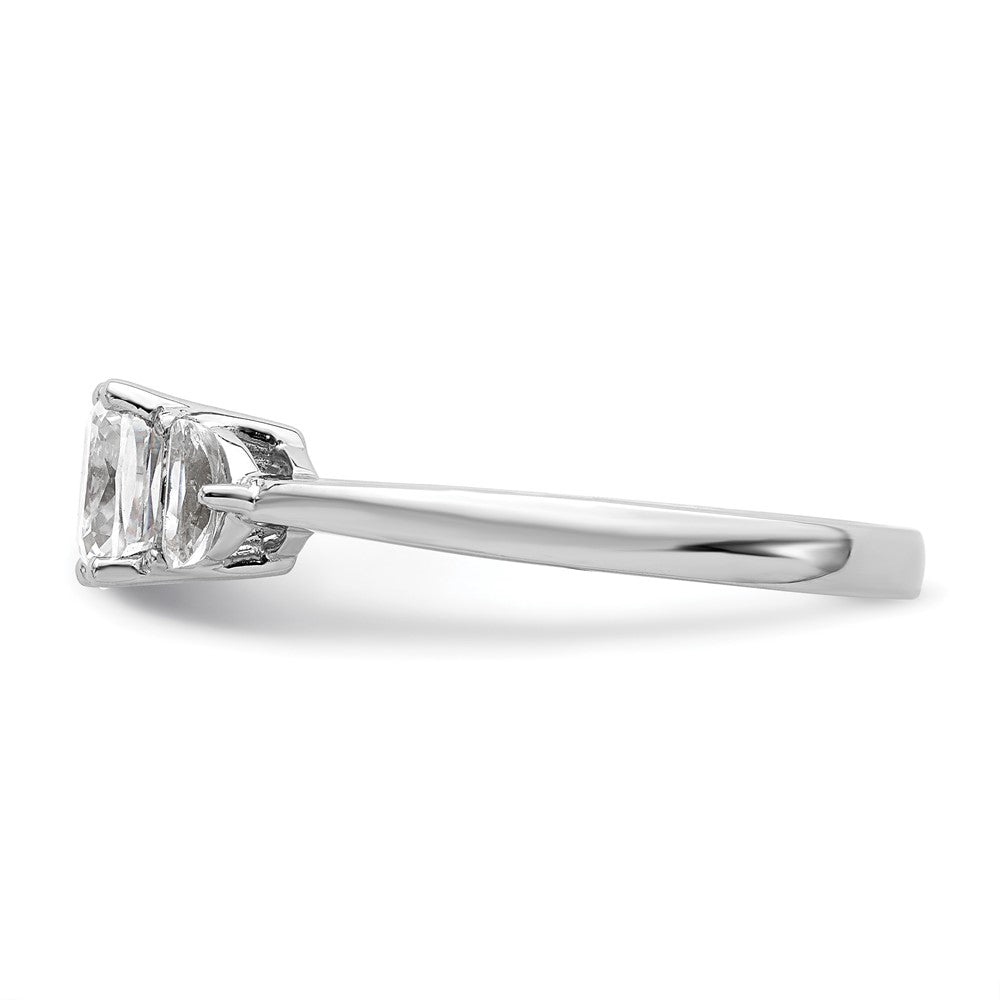 14K White Gold 3 Stone Half Moon/Cushion Semi Mount Including 2 Moon Side Stones Dia Ring