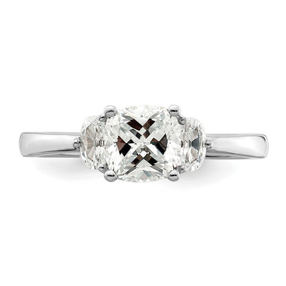14K White Gold 3 Stone Half Moon/Cushion Semi Mount Including 2 Moon Side Stones Dia Ring