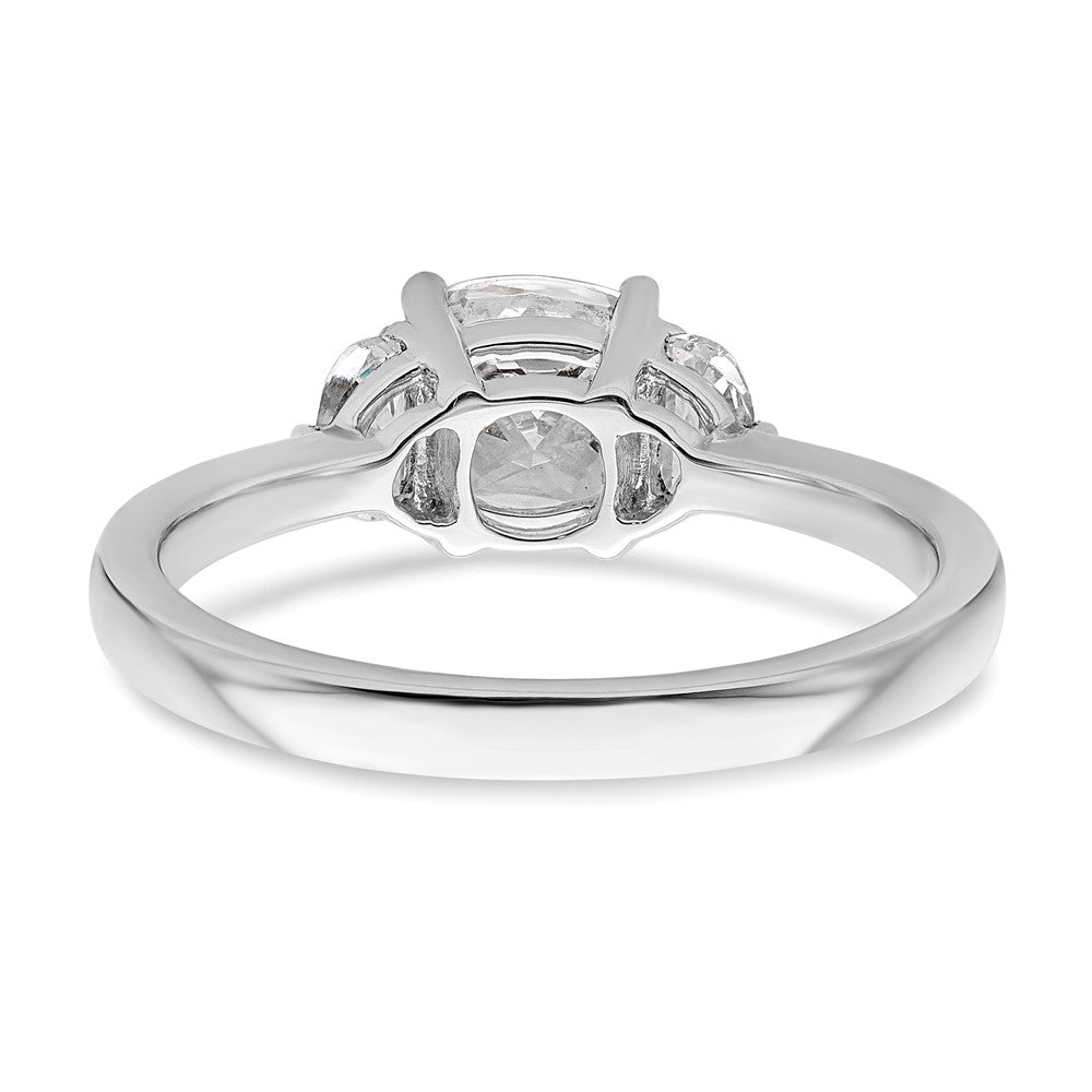 14K White Gold 3 Stone Half Moon/Cushion Semi Mount Including 2 Moon Side Stones Dia Ring