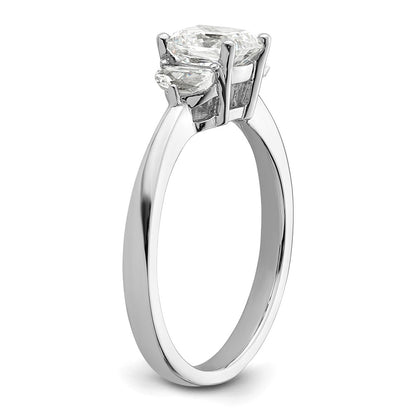 14K White Gold 3 Stone Half Moon/Cushion Semi Mount Including 2 Moon Side Stones Dia Ring