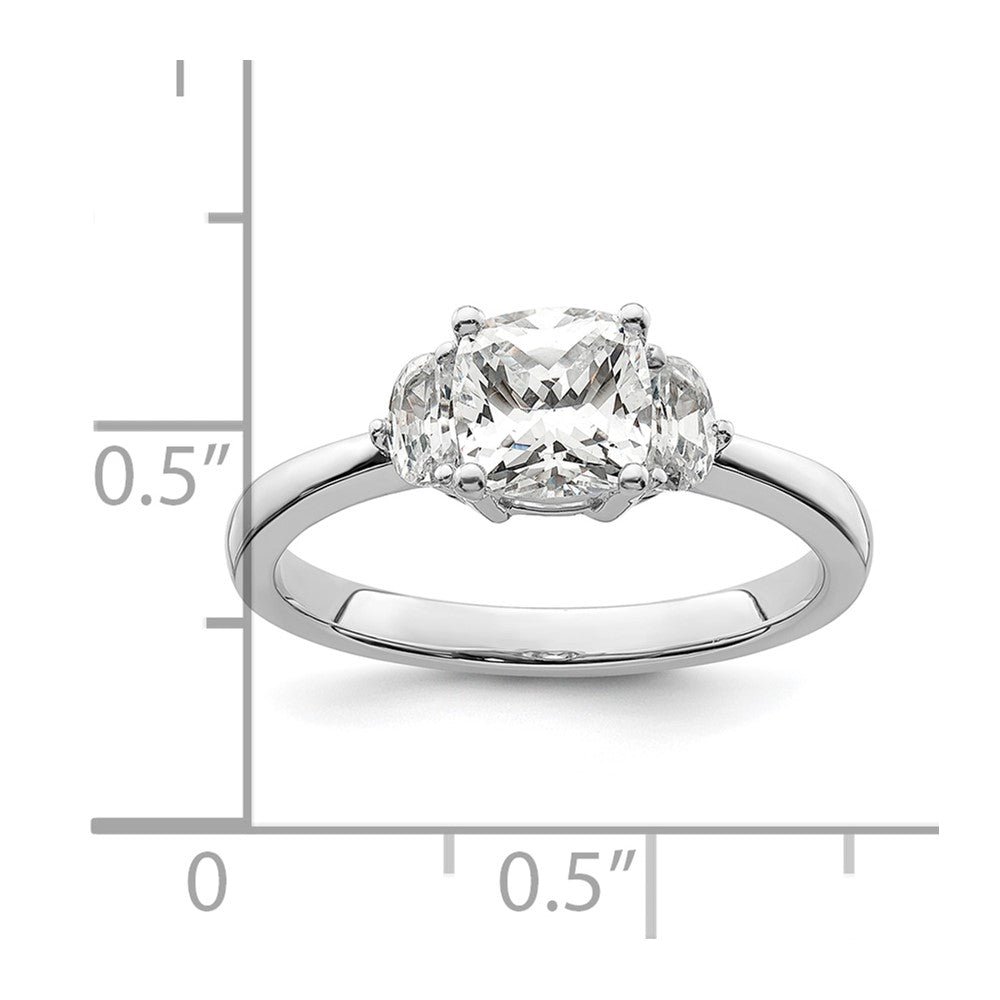 14K White Gold 3 Stone Half Moon/Cushion Semi Mount Including 2 Moon Side Stones Dia Ring