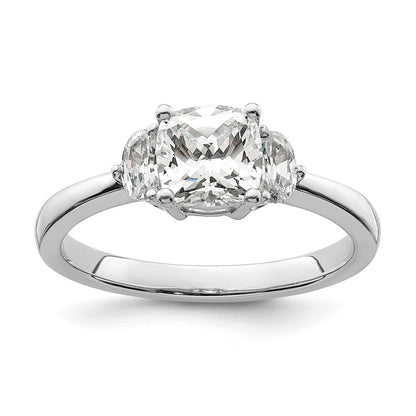 14K White Gold 3 Stone Half Moon/Cushion Semi Mount Including 2 Moon Side Stones Dia Ring