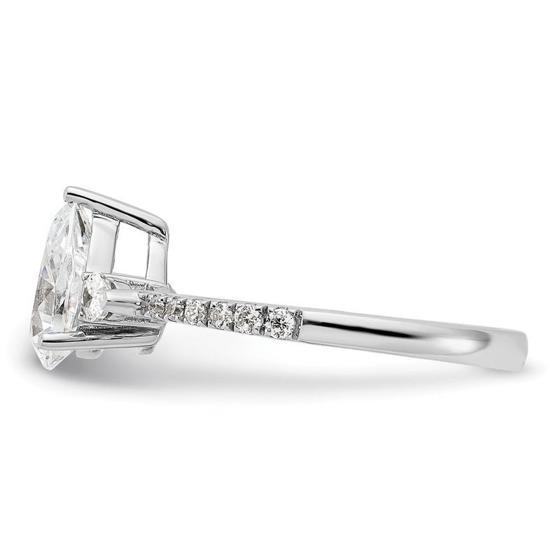 14K White Gold 3 Stone Pear/Pear Center Semi-Mount Including 2-Pear Side Stones Dia Ring