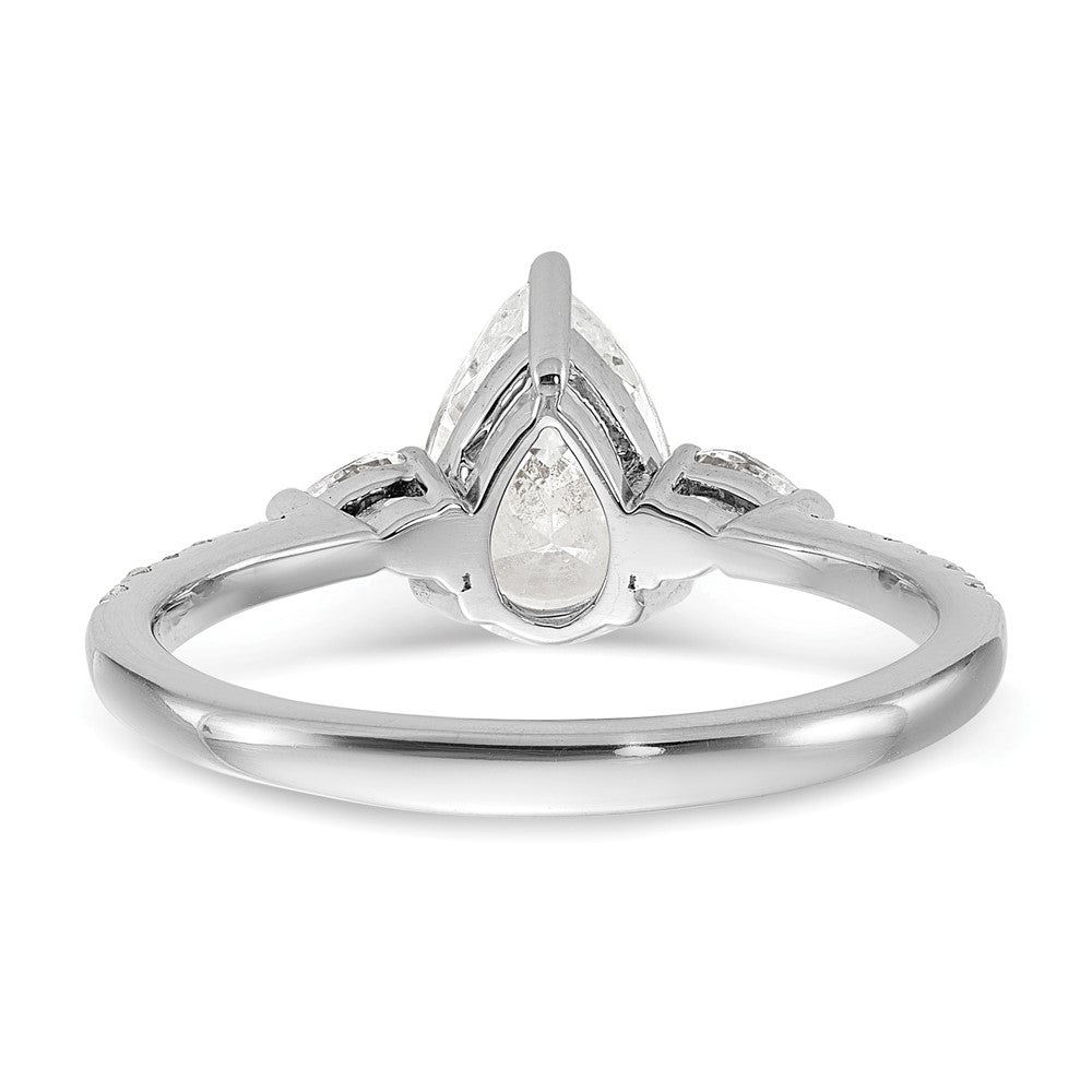 14K White Gold 3 Stone Pear/Pear Center Semi-Mount Including 2-Pear Side Stones Dia Ring