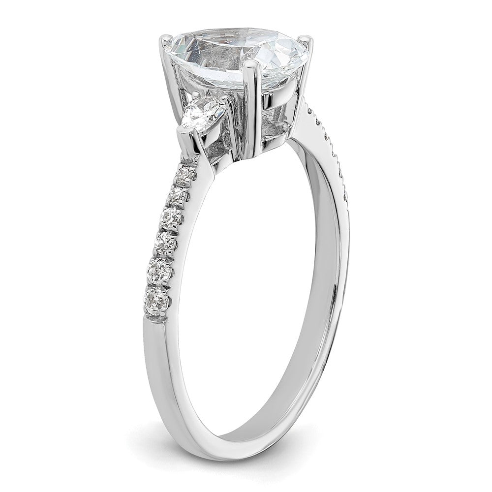 14K White Gold 3 Stone Pear/Pear Center Semi-Mount Including 2-Pear Side Stones Dia Ring