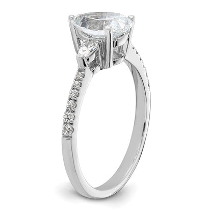 14K White Gold 3 Stone Pear/Pear Center Semi-Mount Including 2-Pear Side Stones Dia Ring