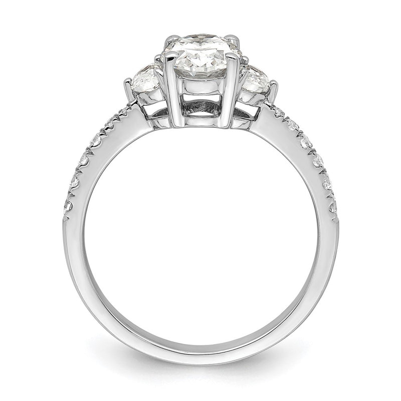 14K White Gold 3 Stone Half Moon/Oval Semi Mount Including 2 Moon Side Stones Dia Ring