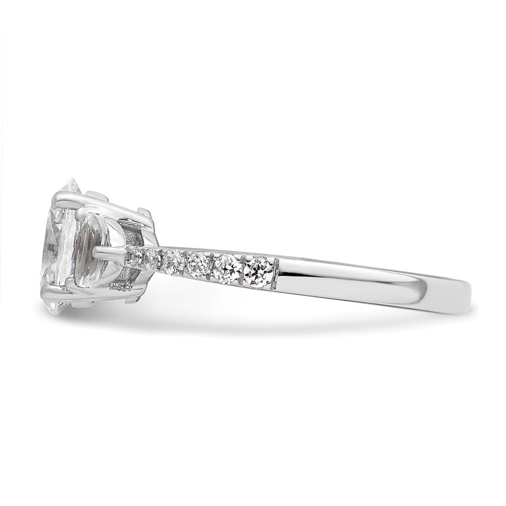 14K White Gold 3 Stone Half Moon/Oval Semi Mount Including 2 Moon Side Stones Dia Ring