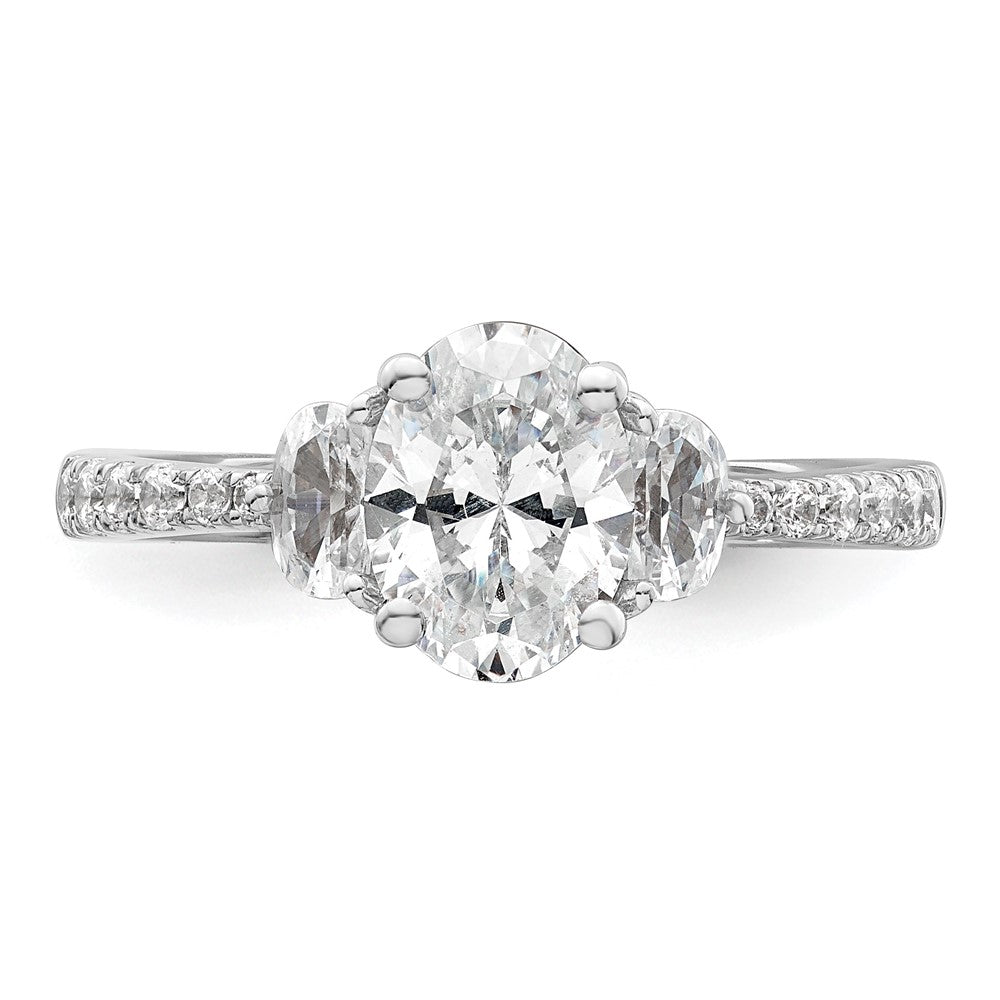 14K White Gold 3 Stone Half Moon/Oval Semi Mount Including 2 Moon Side Stones Dia Ring